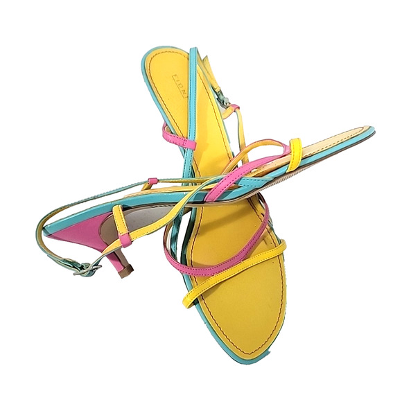 Fioni 80's Style Multi-Color Ankle Strap Sandals Size 10 - Picture 8 of 9